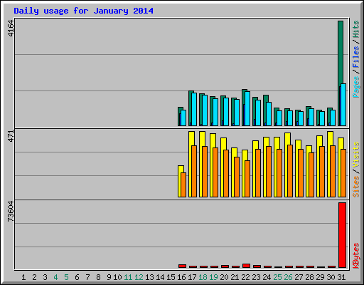 Daily usage for January 2014