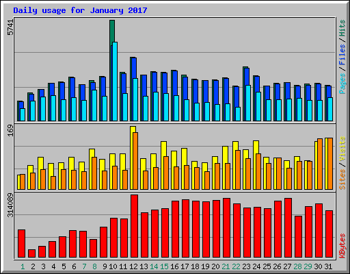Daily usage for January 2017