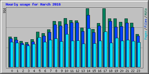 Hourly usage for March 2016